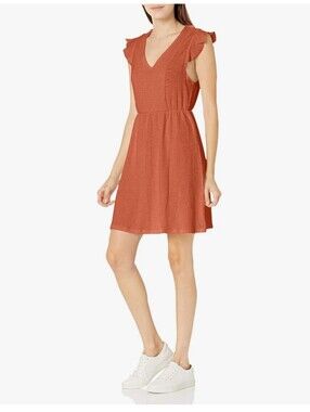 Roxy Morning Breeze Flutter Sleeve V-Neck Casual Dress in Burnt Orange - NWT